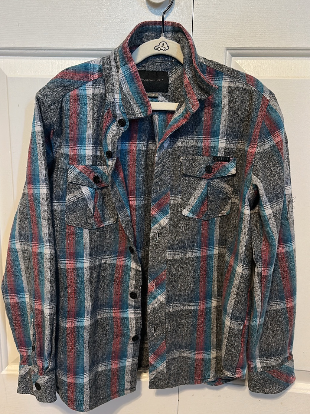 O'neill Boys Plaid Button-Down Shirt - Teal, Red & Gray